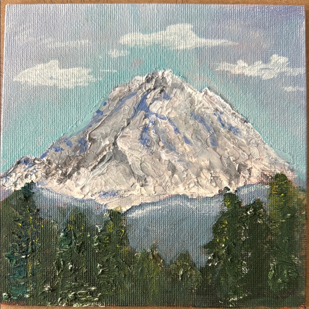Original Miniature Mountain Landscape Acrylic Textured Canvas Art